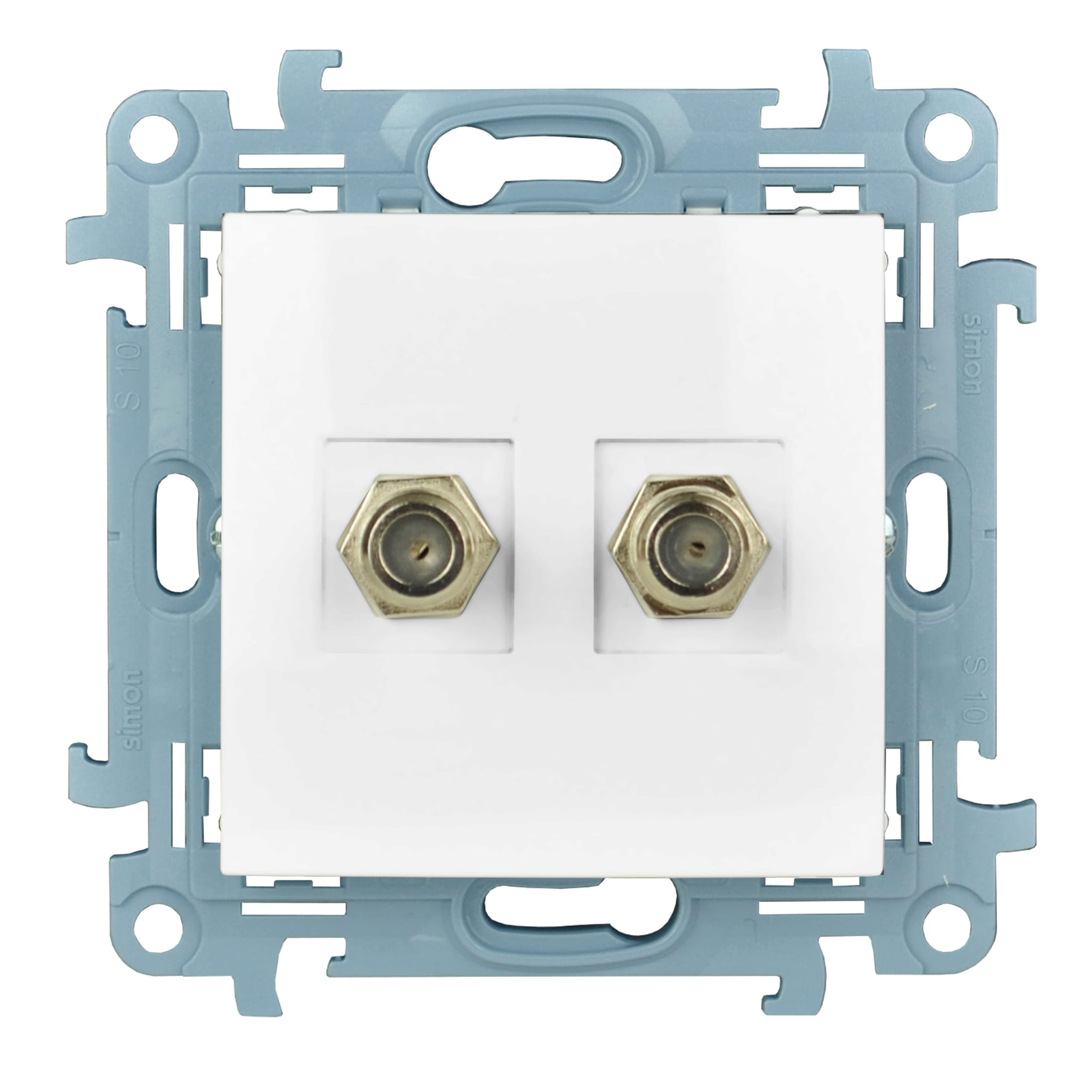 Simon 10 gniazdo antenowe podwójne sat typ F białe